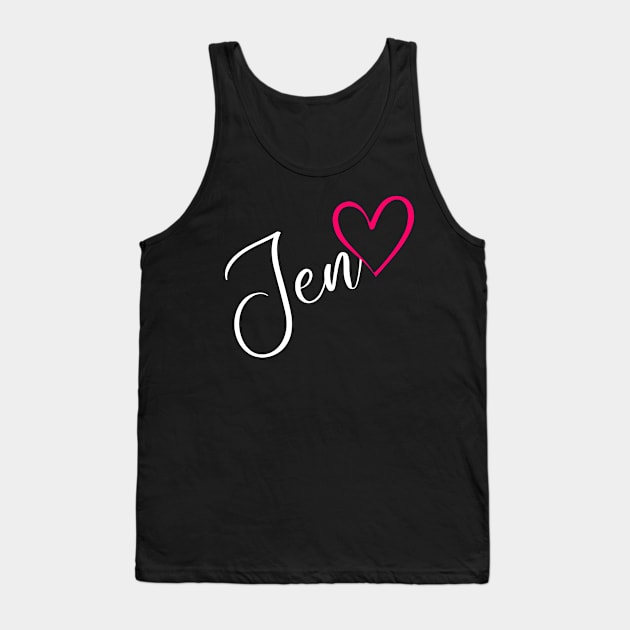 Jen Name Calligraphy Pink Heart Tank Top by xsylx